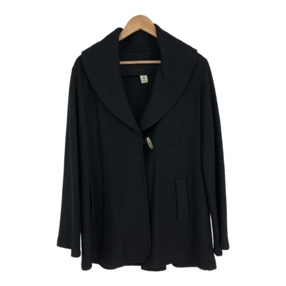 HATCH Maternity Black Wool blend Exaggerated Collar Toggle Cape Coat Med - Picture 2 of 15